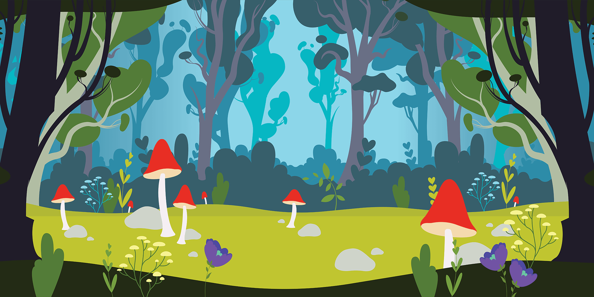 In-progress of environment illustration with vector shapes