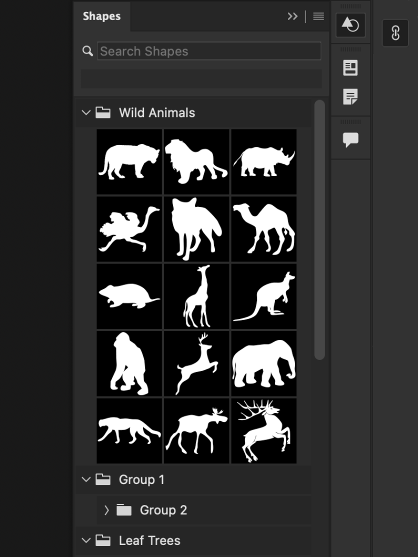 Screenshot of Shapes panel in Photoshop